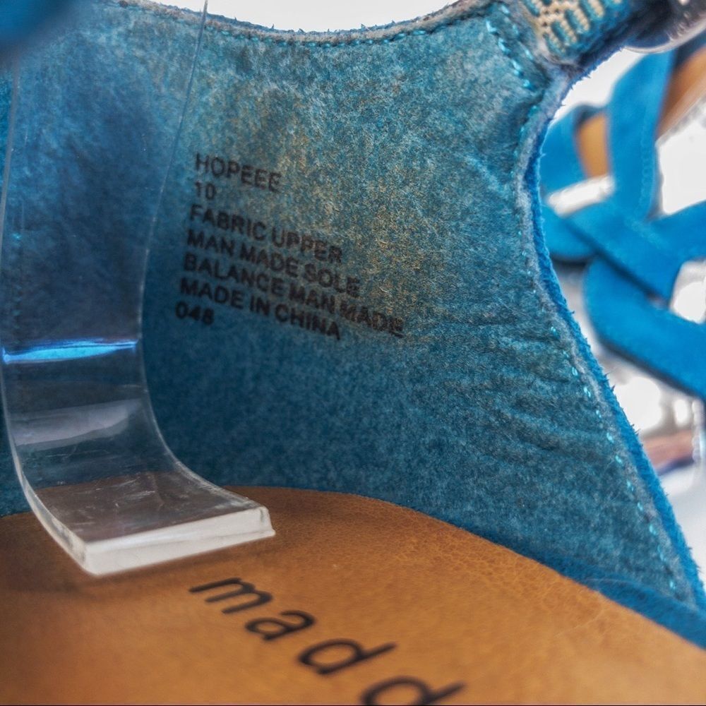 Madden Girl Hopeee Teal/Silver T-Strap Pump Sz 10 - Picture 8 of 11